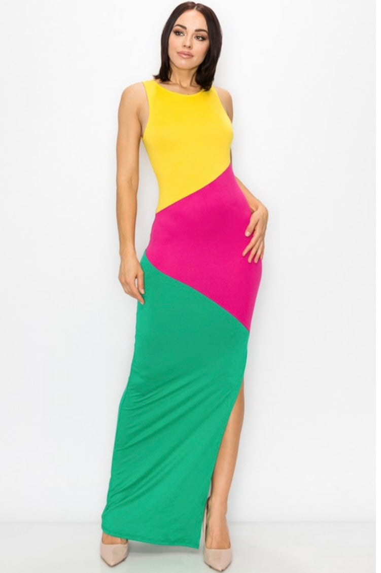 Color Block Maxi Dress