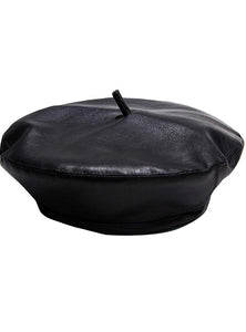 Faux Leather Beret Hat