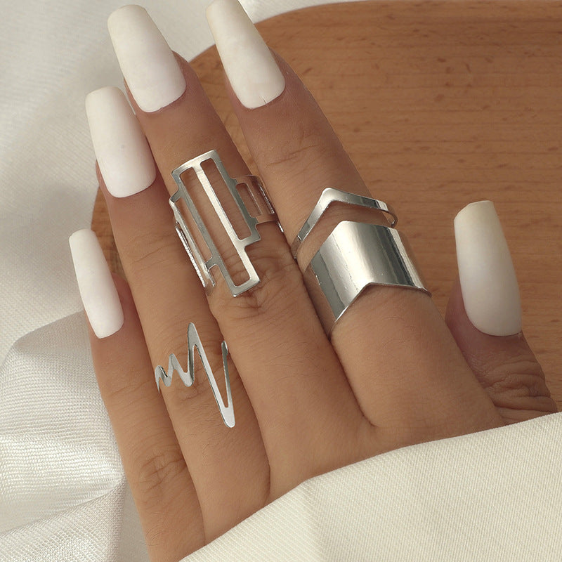 Striking Silver Ring Set