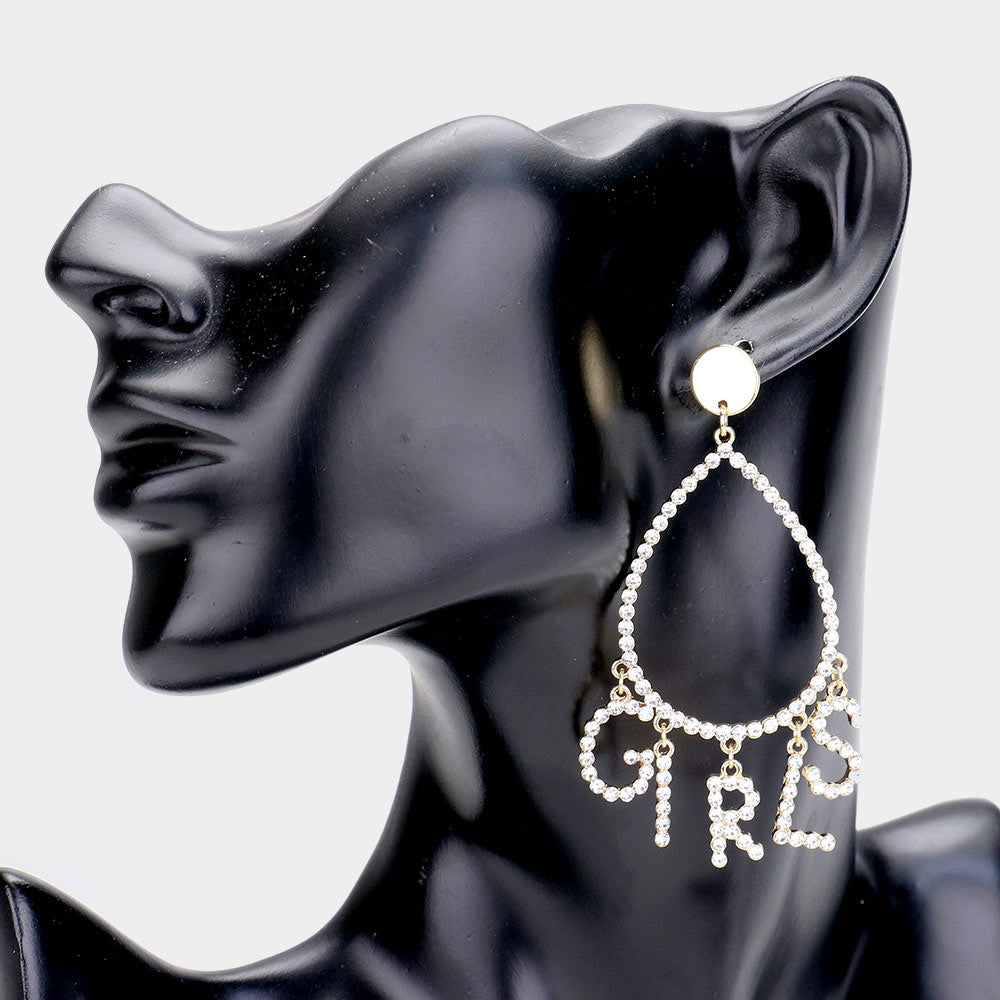 Girls Rhinestone Teardrop Earrings