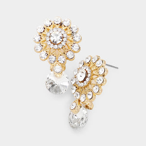Rhinestone Crystal Floral  Stud Earrings