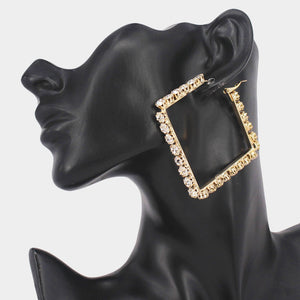 Square Rhinestone Hoops