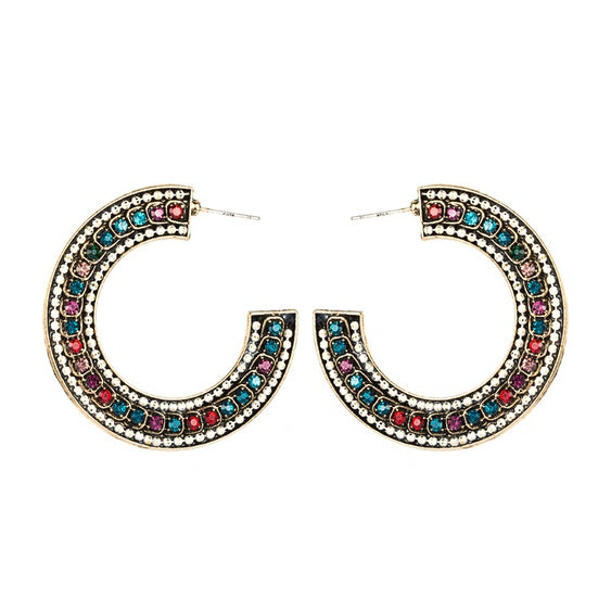 C-Shaped  rhinestone Hoops!