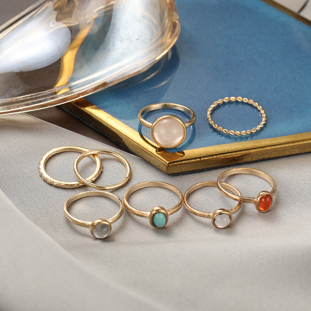 Color Charm Ring Set