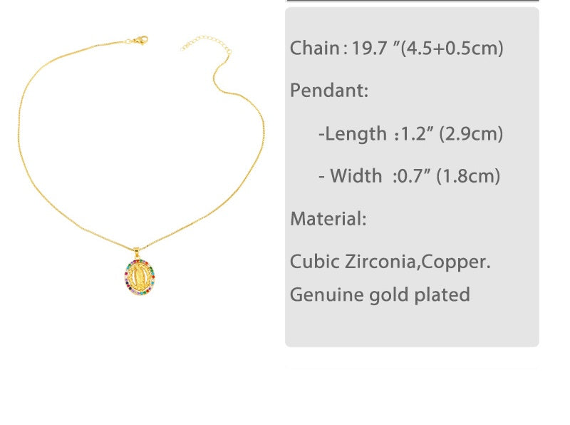 Glam Virgin Mary Necklace