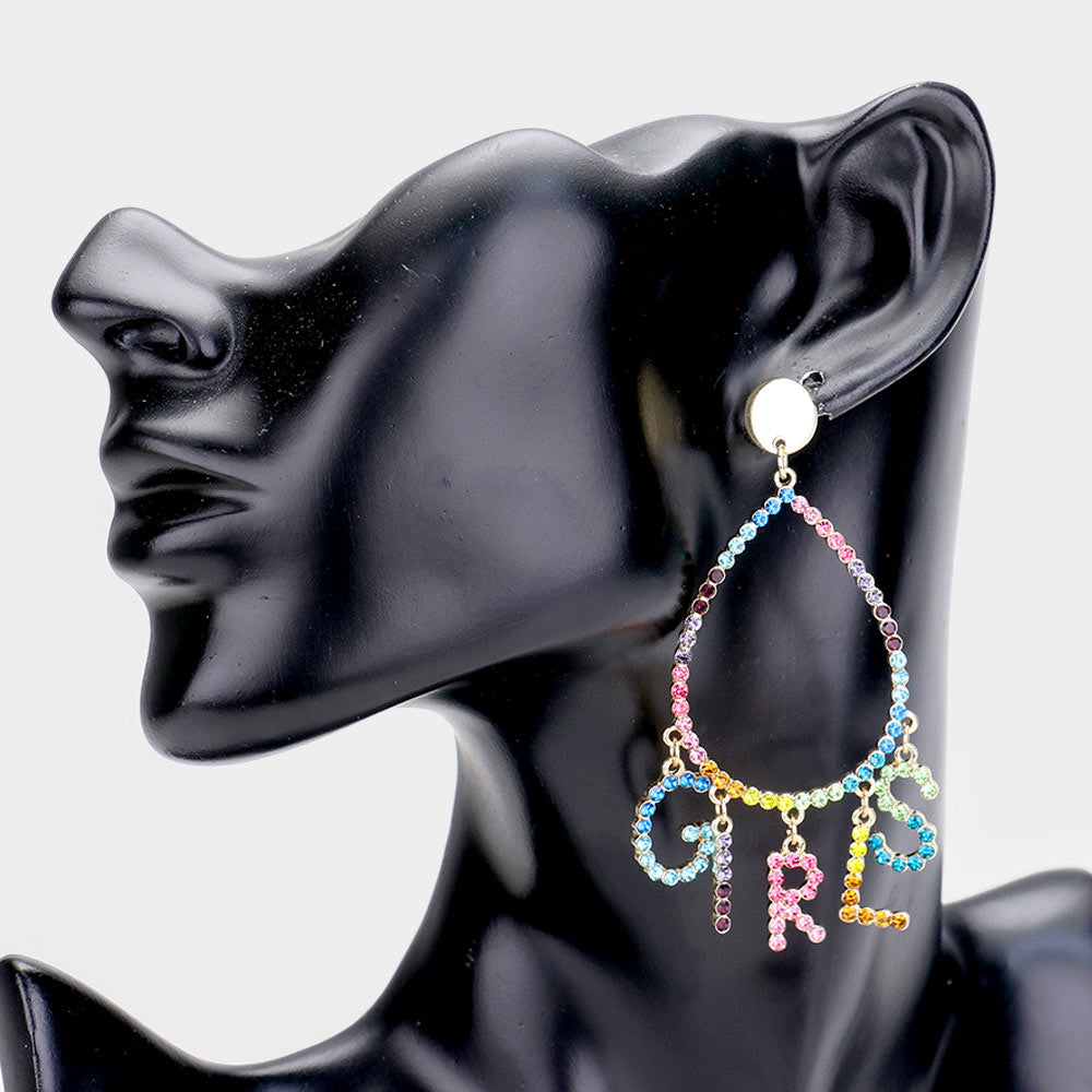 Girls Rhinestone Teardrop Earrings
