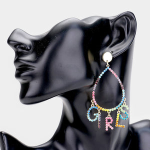 Girls Rhinestone Teardrop Earrings