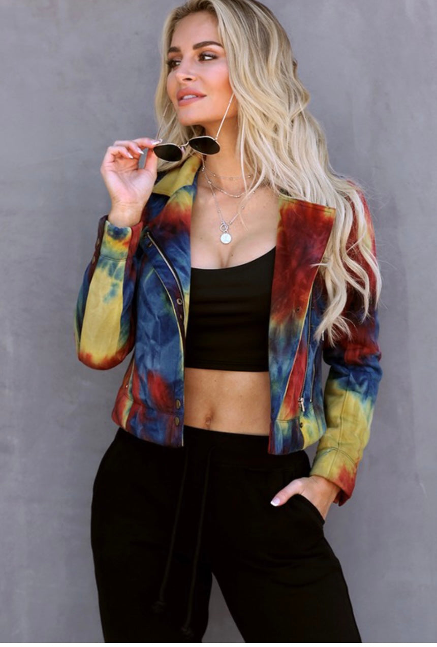 Tie Dye Biker Jacket