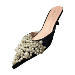 Rhinestone and Pearl Mules